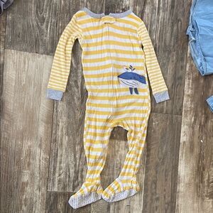 Carter's Yellow and Gray Striped Footie with Whale